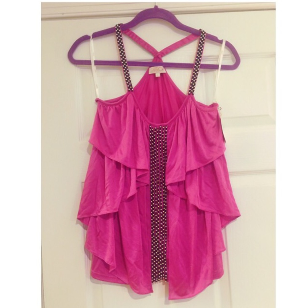 Larok NWT beaded flutter strappy tank Sz s